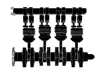 black internal combustion engine on a white backgroundのイラスト素材