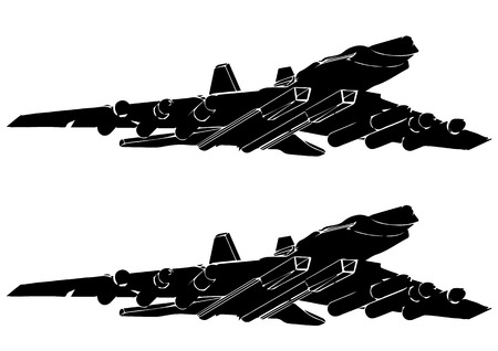 Black fighter on white background, vector imageのイラスト素材