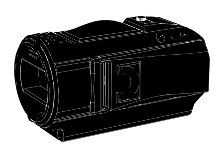 black amateur camcorder on white backgroundのイラスト素材