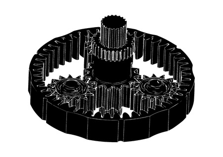 black planetary gear on a white backgroundのイラスト素材