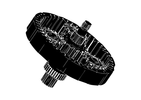 Black planetary gear on a white backgroundのイラスト素材