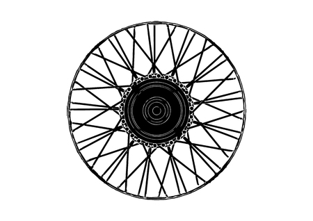 Black spoke wheel on a white background.のイラスト素材