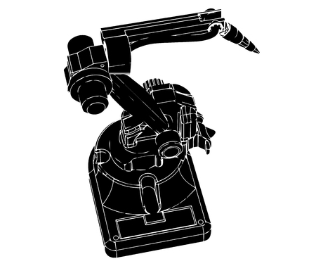 Black welding robot on a white background.のイラスト素材