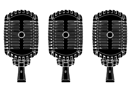 Black microphone on white background, vector image.のイラスト素材