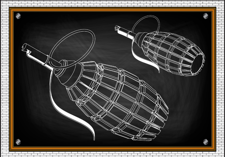 grenade on a black background. Drawing. 3d modelのイラスト素材