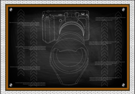 3d model of the camera on a black background.のイラスト素材
