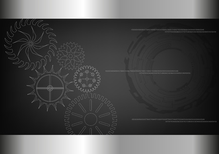 White cogwheels on a black background..のイラスト素材