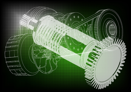 Belt gear on a green background, vector imageのイラスト素材
