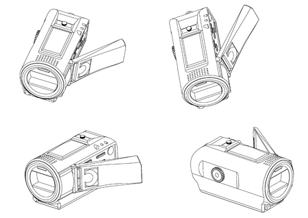 Set of camera drawing  on white background.のイラスト素材