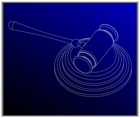 hammer of the judge on a blue backgroundのイラスト素材