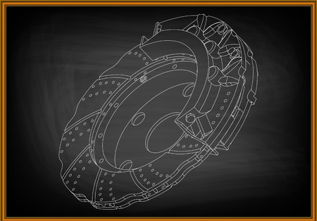 3d model of the brake disc on a black background. Drawingのイラスト素材