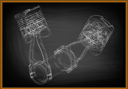 3d model of piston on black background. Drawingのイラスト素材