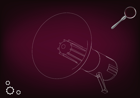 3d model of a speaker on a burgundy background. Drawingのイラスト素材