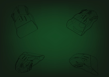 3d model of a mouse on a green background. Drawingのイラスト素材