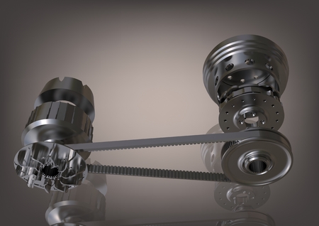 Silver belting on a gray background. 3D renderingの写真素材