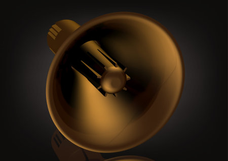 Golden speaker on a black background. 3D renderingの写真素材