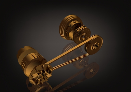 Gold belting on a black background. 3D renderingの写真素材
