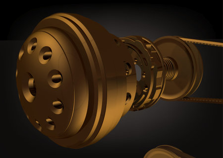 Gold belting on a black background. 3D rendering