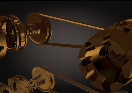 Gold belting on a black background. 3D renderingの写真素材