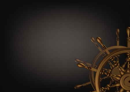Golden handwheel on a black background. 3D renderingの写真素材
