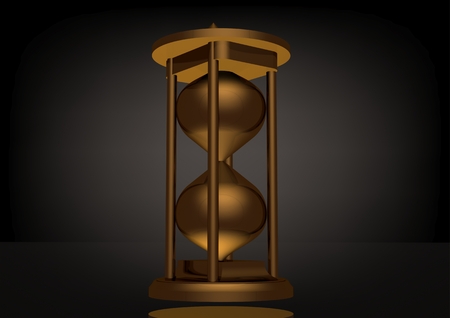 Golden hourglass on a black background. 3D renderingの写真素材