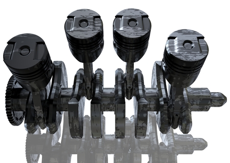 Black and silver car engine on a white background. 3D renderingの写真素材