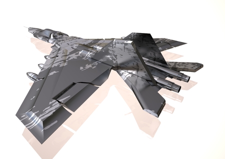 Black and silver fighter on a white background. 3D renderingの写真素材