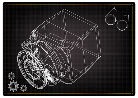 3d model of the safe on a black background. Drawingのイラスト素材