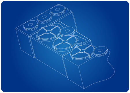 3d model of speaker system on a blue backgroundのイラスト素材