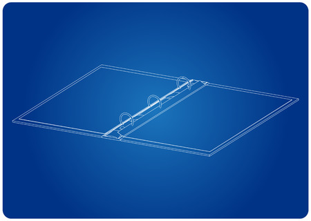 3d model of notebook on a blue background. Drawingのイラスト素材