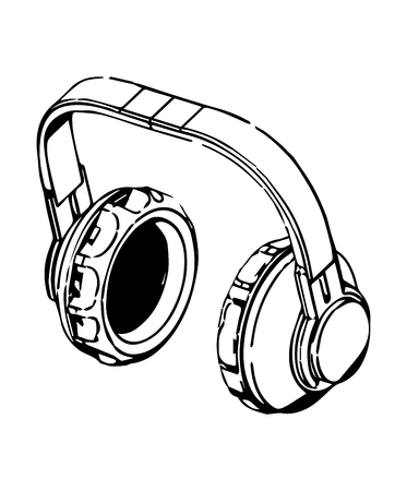 3d model of headphone on a white background. Drawingのイラスト素材