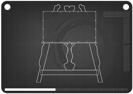 3d model of easel on a black background. Drawingのイラスト素材