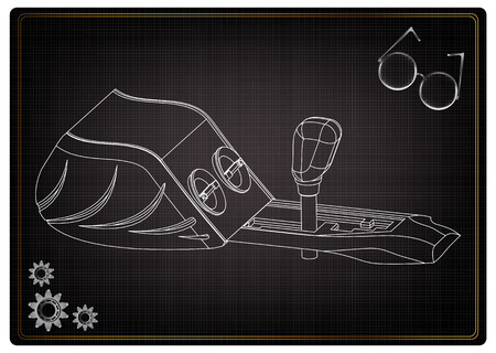 3d model of gearbox on a black background. Drawingのイラスト素材