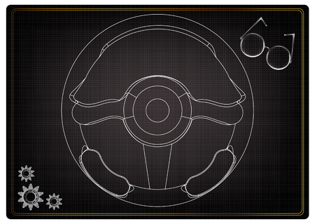 3d model steering on a black background. Drawingのイラスト素材