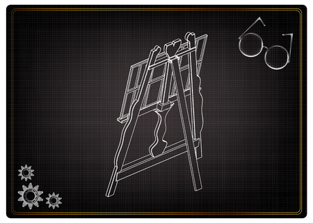 3d model of easel on a black background. Drawingのイラスト素材