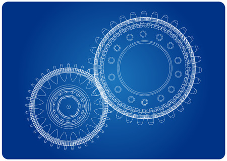 3d model of gears on a blue backgroundのイラスト素材