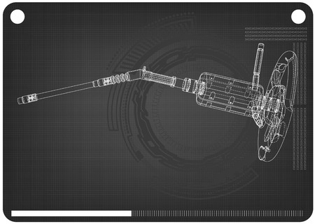 3d model of the steering column on a black background. Drawingのイラスト素材