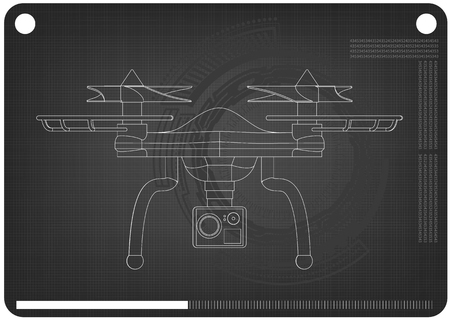 3d quadcopter model on a black background. Drawingのイラスト素材