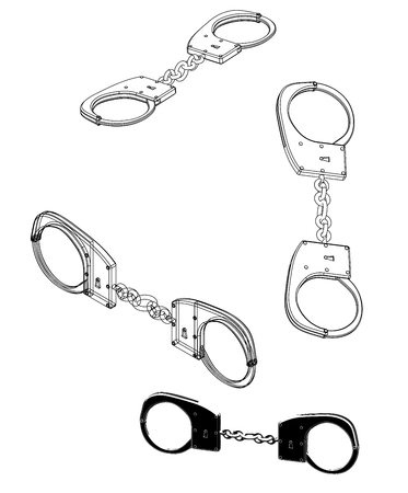 3d model of handcuffs on a white background. Drawingのイラスト素材