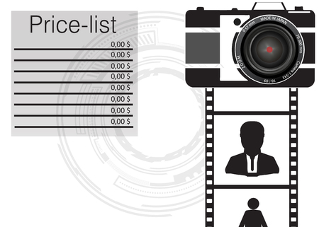 Black camera on a white background and photographic filmのイラスト素材