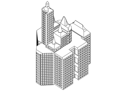 White building in the white backgroundのイラスト素材