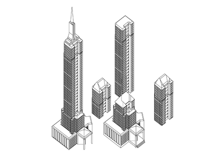 White buildings in the white backgroundのイラスト素材