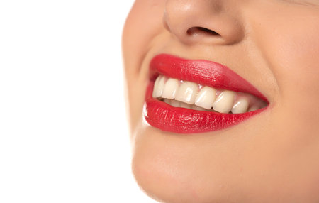 Fresh smile of woman with healthy teeth.の写真素材