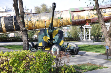 The Soviet 100 mm  zenithal gun KS 19 model year 1948