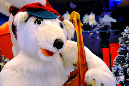 Winter fairy tale concert white medvedij in storeの写真素材