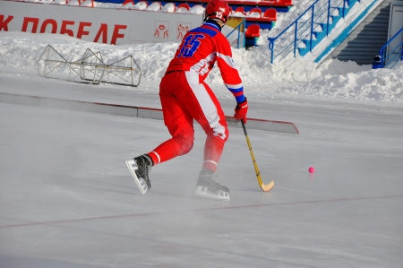 Russian Premier League match ball hockey:  Lokomotiv  Orenburg  Universal  Saratovのeditorial素材