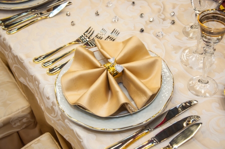 Elegant wedding table place settingsの写真素材