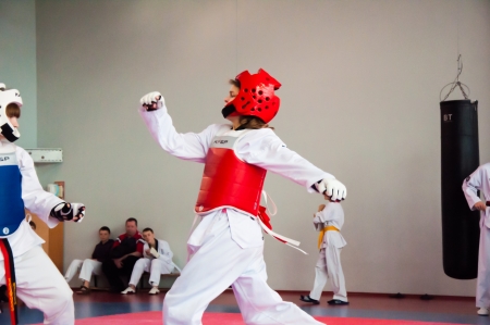The Korean martial art of taekwondoのeditorial素材
