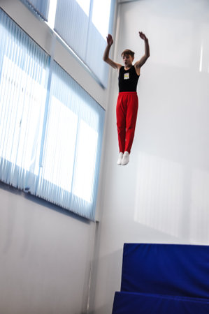Competitions on the jumps on trampolineのeditorial素材