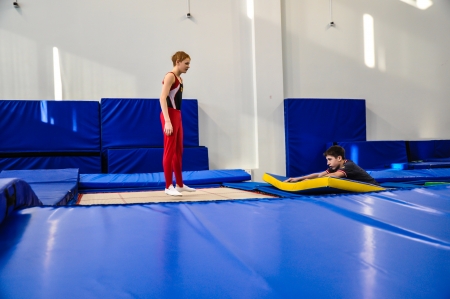 Competitions on the jumps on trampolineのeditorial素材